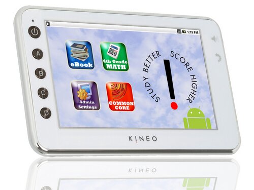 l Kineo with Reflection White BG copy2 New Android Tablet eBook Reader from Brainchild Has the Security Features Schools Need